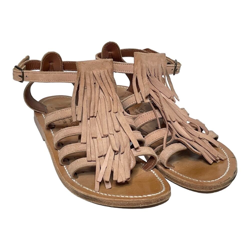 K. Jacques St Tropez Fregate Suede Fringe Gladiator Sandal Sultan 39 9 - Picture 2 of 6
